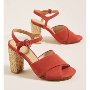 Soludos Olivia Heels Suede Red Sandals 8 US